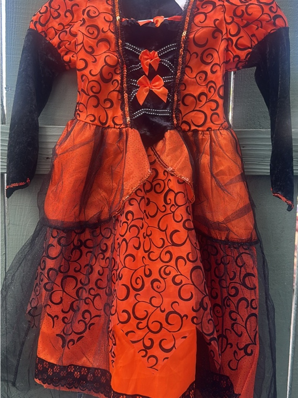Girls' Orange and Black witch Dress